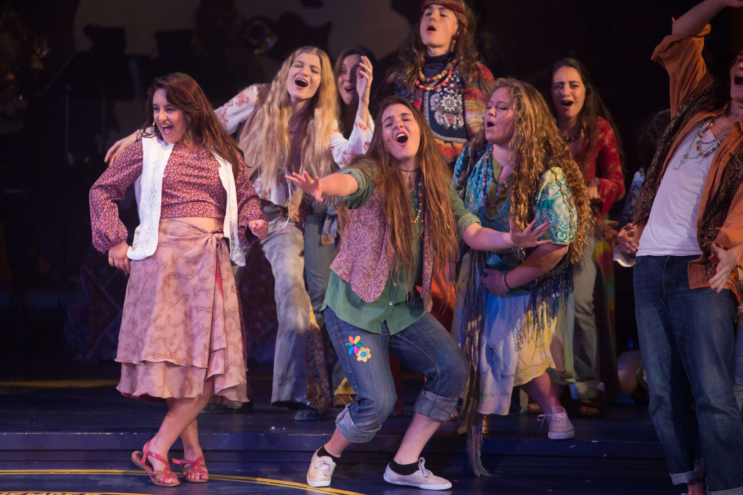 Hair the musical at Santa Barbara High School Theatre. Dircted by Otto Layman, Chrorgaphy by Jenna Tico, Musical Direction by Jon Nathan, Vocal Direction by Sio Tepper, Costume Design by Bonnie Thor, Light Design by Mike Madden, Set Design by Otto