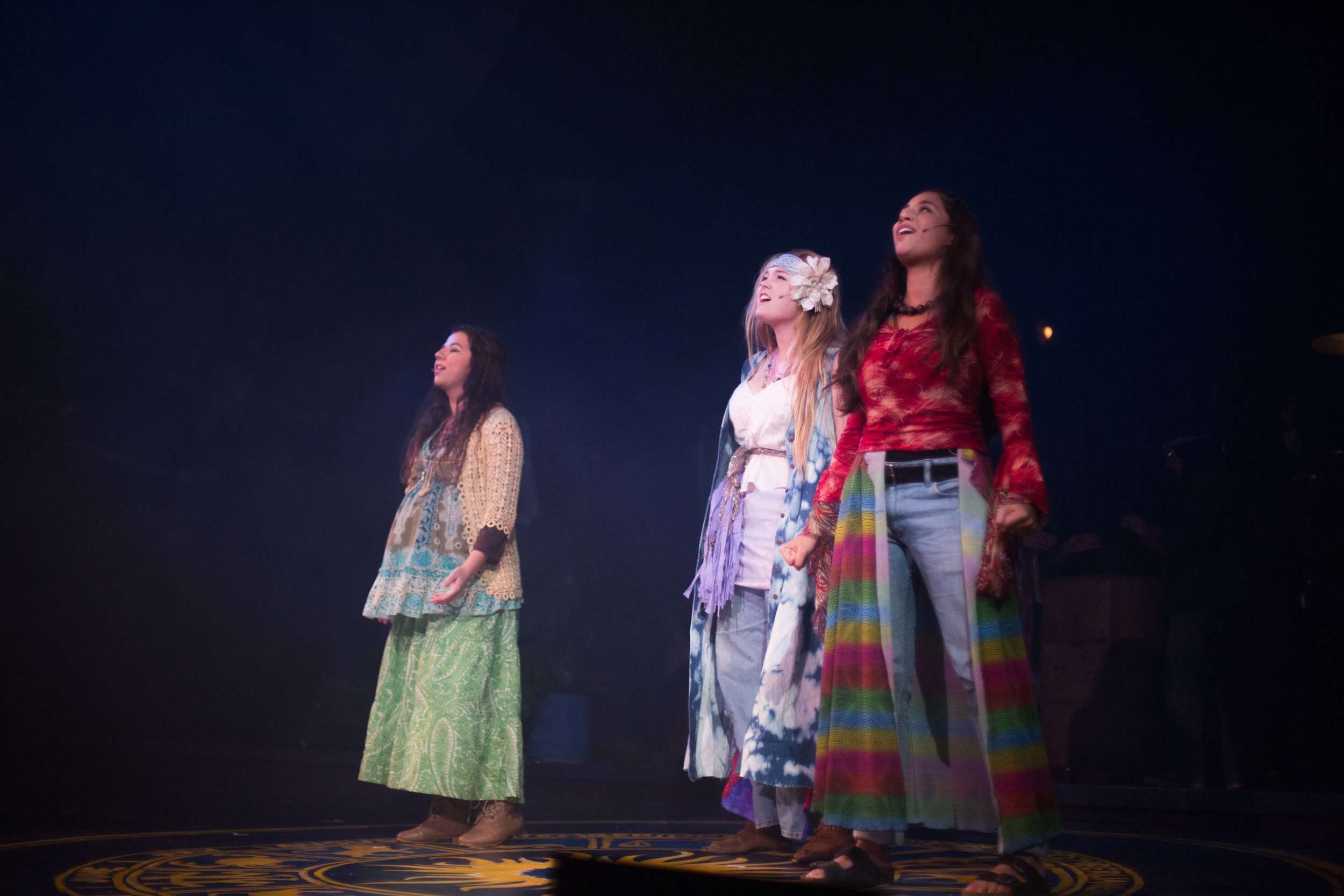 Hair the musical at Santa Barbara High School Theatre. Dircted by Otto Layman, Chrorgaphy by Jenna Tico, Musical Direction by Jon Nathan, Vocal Direction by Sio Tepper, Costume Design by Bonnie Thor, Light Design by Mike Madden, Set Design by Otto Layman, Technical Direction by Jonathan Mitchell, Projection Design by Beau Lettieri