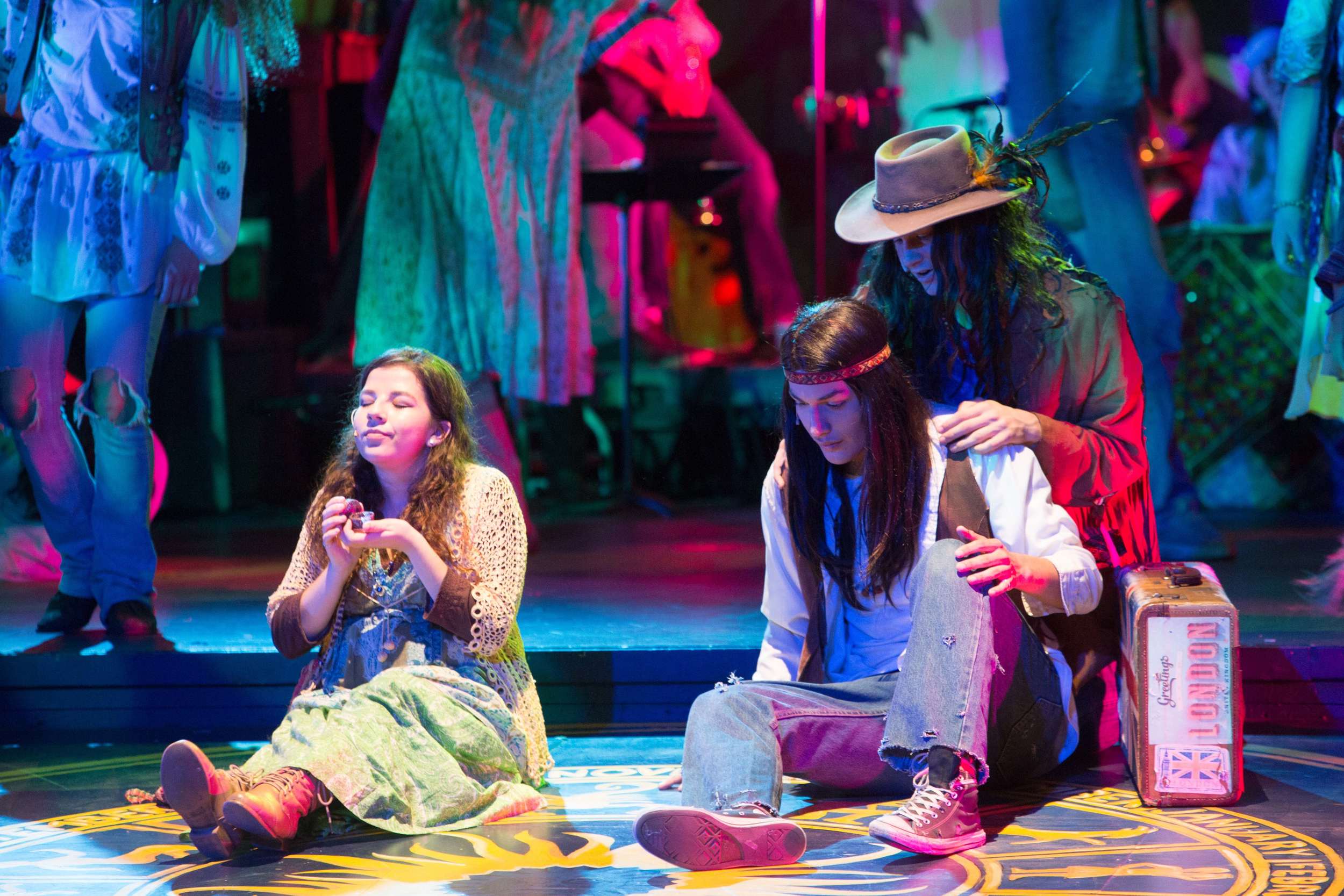 Hair the musical at Santa Barbara High School Theatre. Dircted by Otto Layman, Chrorgaphy by Jenna Tico, Musical Direction by Jon Nathan, Vocal Direction by Sio Tepper, Costume Design by Bonnie Thor, Light Design by Mike Madden, Set Design by Otto
