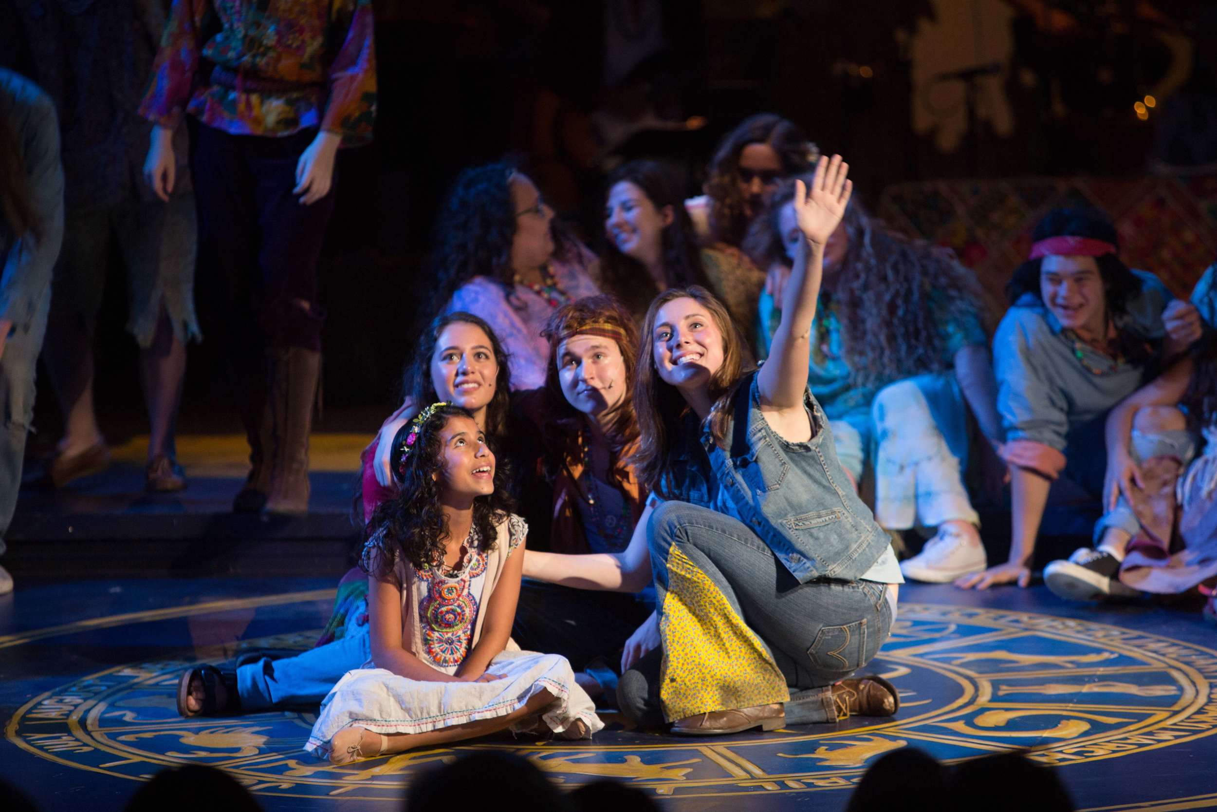 Hair the musical at Santa Barbara High School Theatre. Dircted by Otto Layman, Chrorgaphy by Jenna Tico, Musical Direction by Jon Nathan, Vocal Direction by Sio Tepper, Costume Design by Bonnie Thor, Light Design by Mike Madden, Set Design by Otto Layman, Technical Direction by Jonathan Mitchell, Projection Design by Beau Lettieri