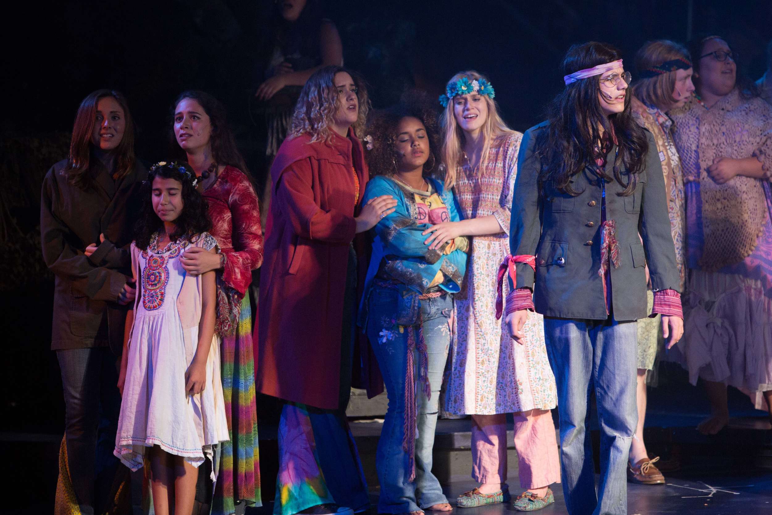 Hair the musical at Santa Barbara High School Theatre. Dircted by Otto Layman, Chrorgaphy by Jenna Tico, Musical Direction by Jon Nathan, Vocal Direction by Sio Tepper, Costume Design by Bonnie Thor, Light Design by Mike Madden, Set Design by Otto