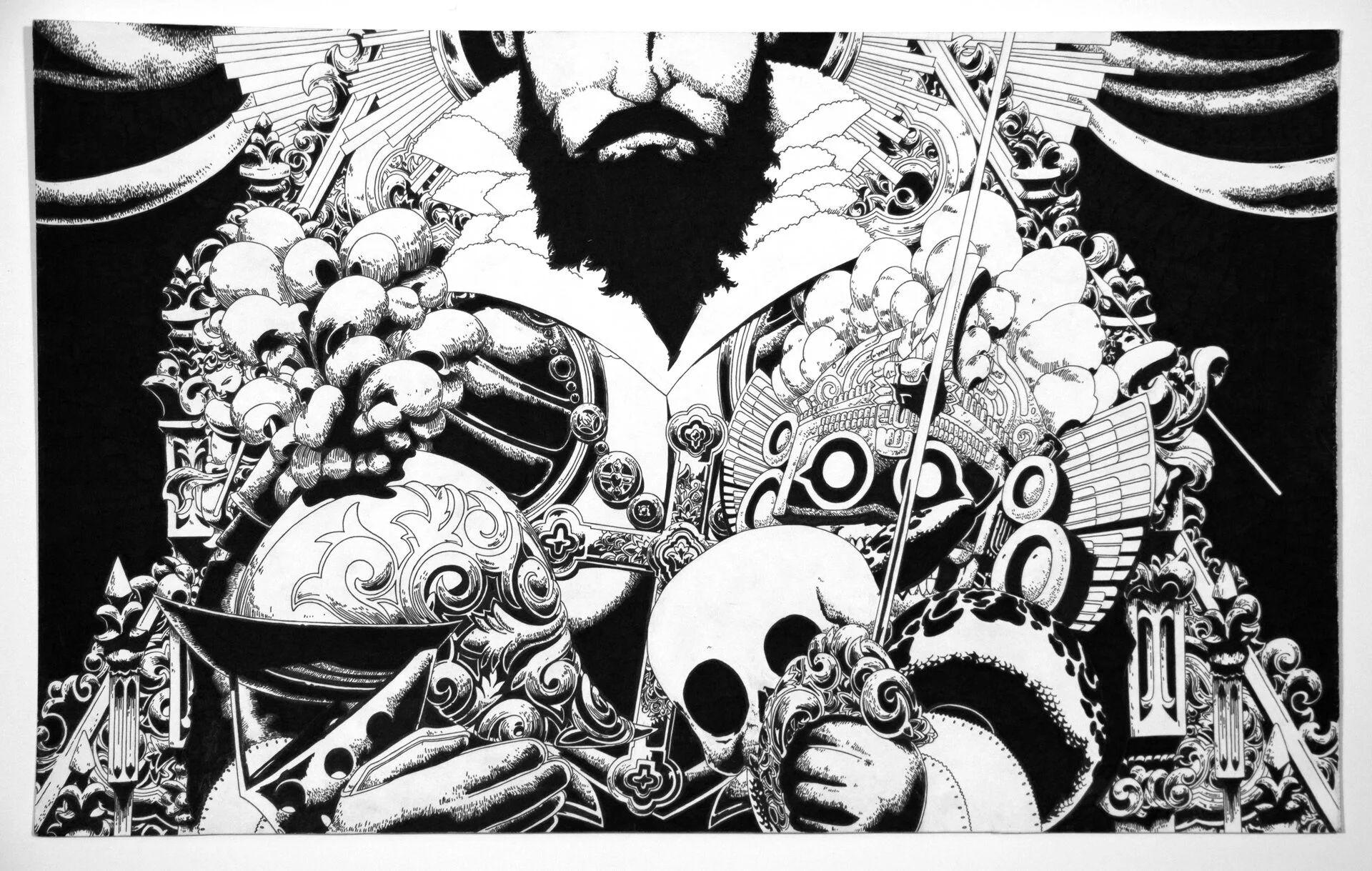Pen and ink on bristol board. 14x 17