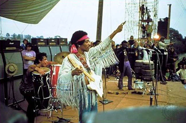 Jimi Hendrix på Woodstock med Marshall stacks