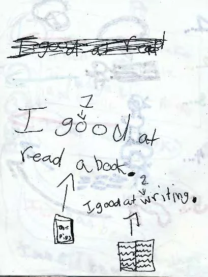 I am good at reading a book. I am good at writing.