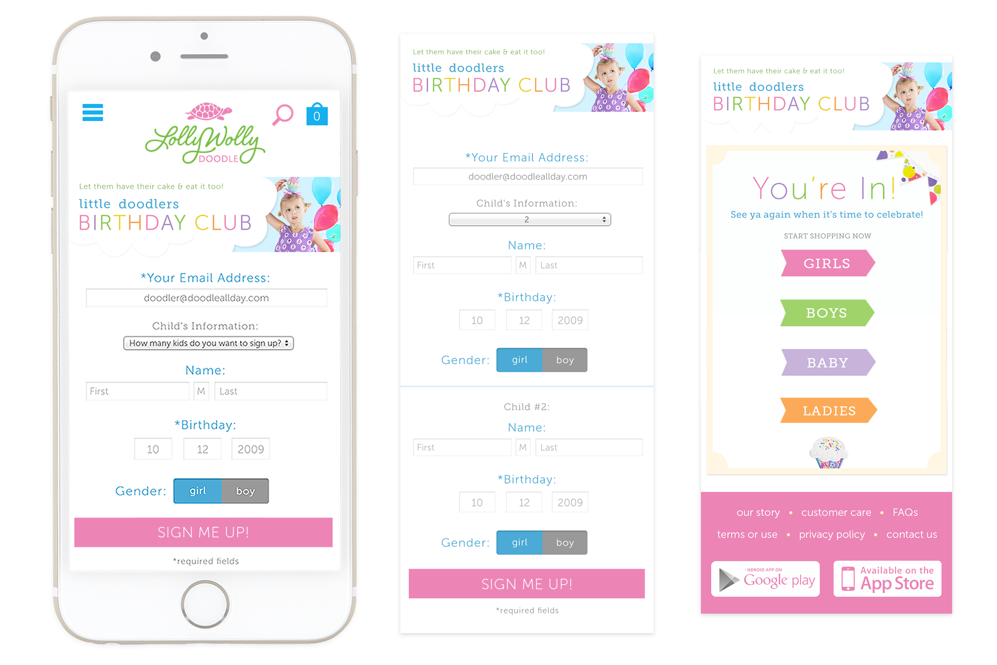 Birthday Club Sign Up - Mobile