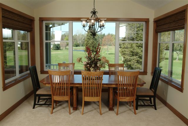 Remodeled kitchen with view of backyard