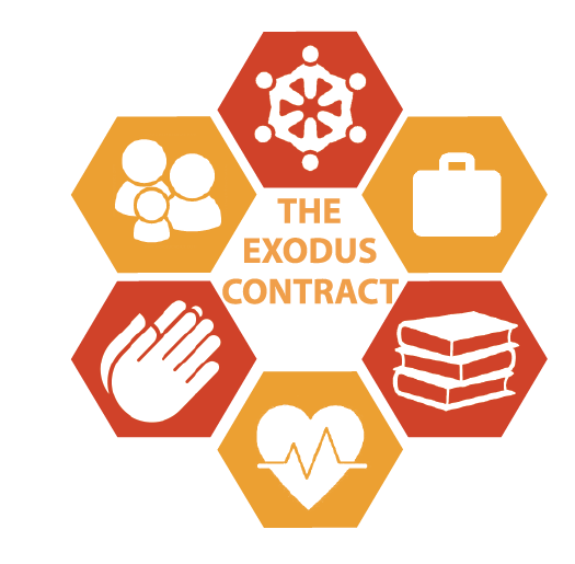 Six individual images are shaped into a hexagon. Each one makes up a different element of our contract.