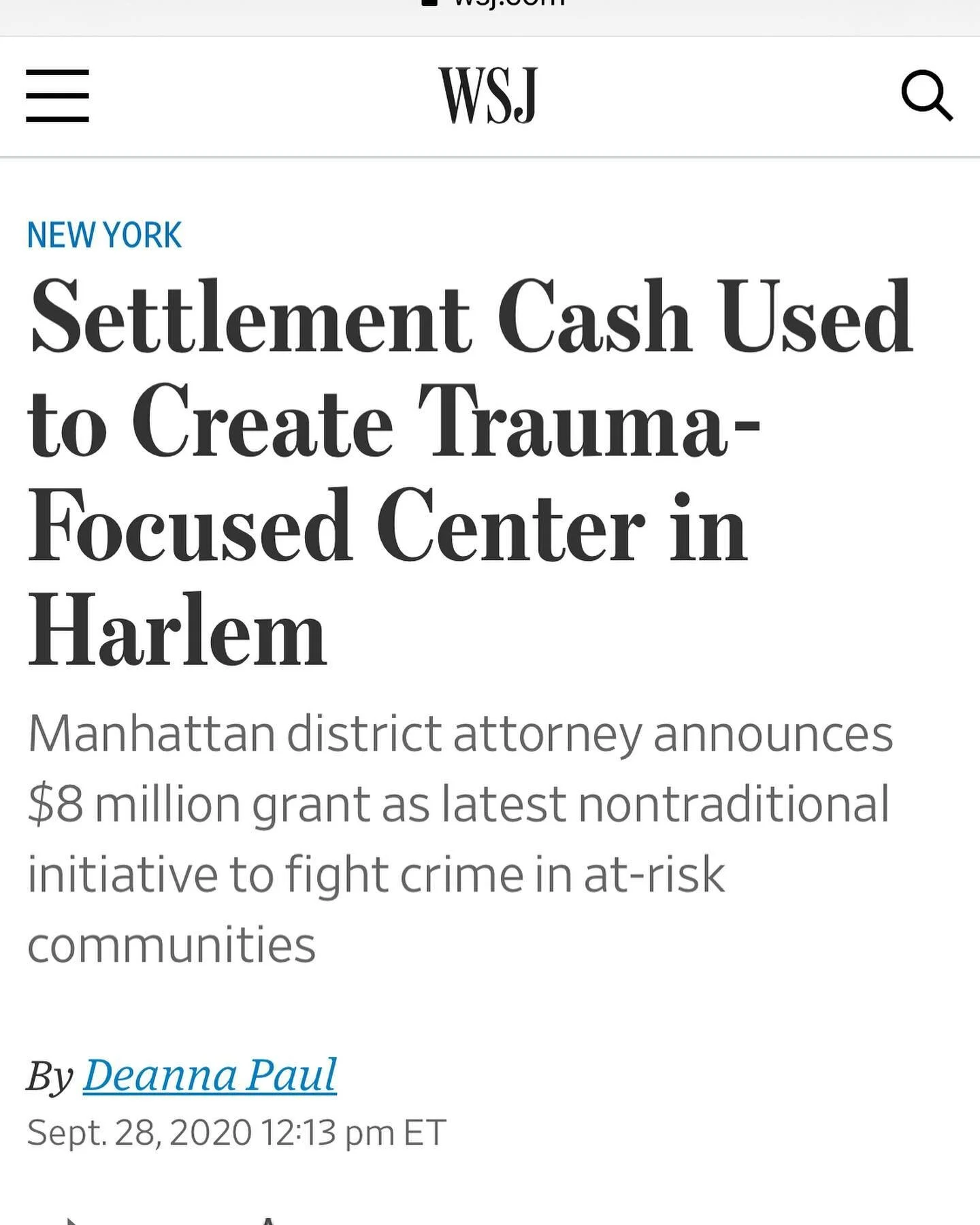 Trauma-focused therapy supports our community in avoiding cyclical violence that can lead to crime and incarceration. Thanks to @manhattanda , the Center for Trauma Innovation will focus on at risk youth, justice impacted families, victims of crime and people returning from prison, offering clinical and non-traditional trauma therapies. ⠀
⠀
&bull; ⠀
&bull; ⠀
&bull; ⠀
&bull; ⠀
&bull; ⠀
&bull; ⠀
⠀
#CriminalJustice #TraumaInformed #TraumaCenter #EastHarlem #Ny #newyorkcity #Harlem #nyc #buildcommunities #endmassincarceration #criminaljusticereform #exodustransitionalcommunity #blm ##massincarceration #reentry #prisonreform #socialjustice #secondchance