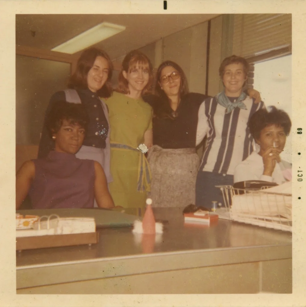 Officemates at the Department of. Welfare at 110 Willoughby Place in 1968. Image courtesy of Lee Zevy.