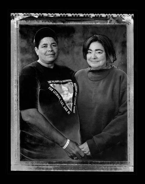 The Two Sandras (Sandra Goings and Sandra Monroe) Michigan Womyn’s Festival, 1994. Image courtesy of Joyce Culver.