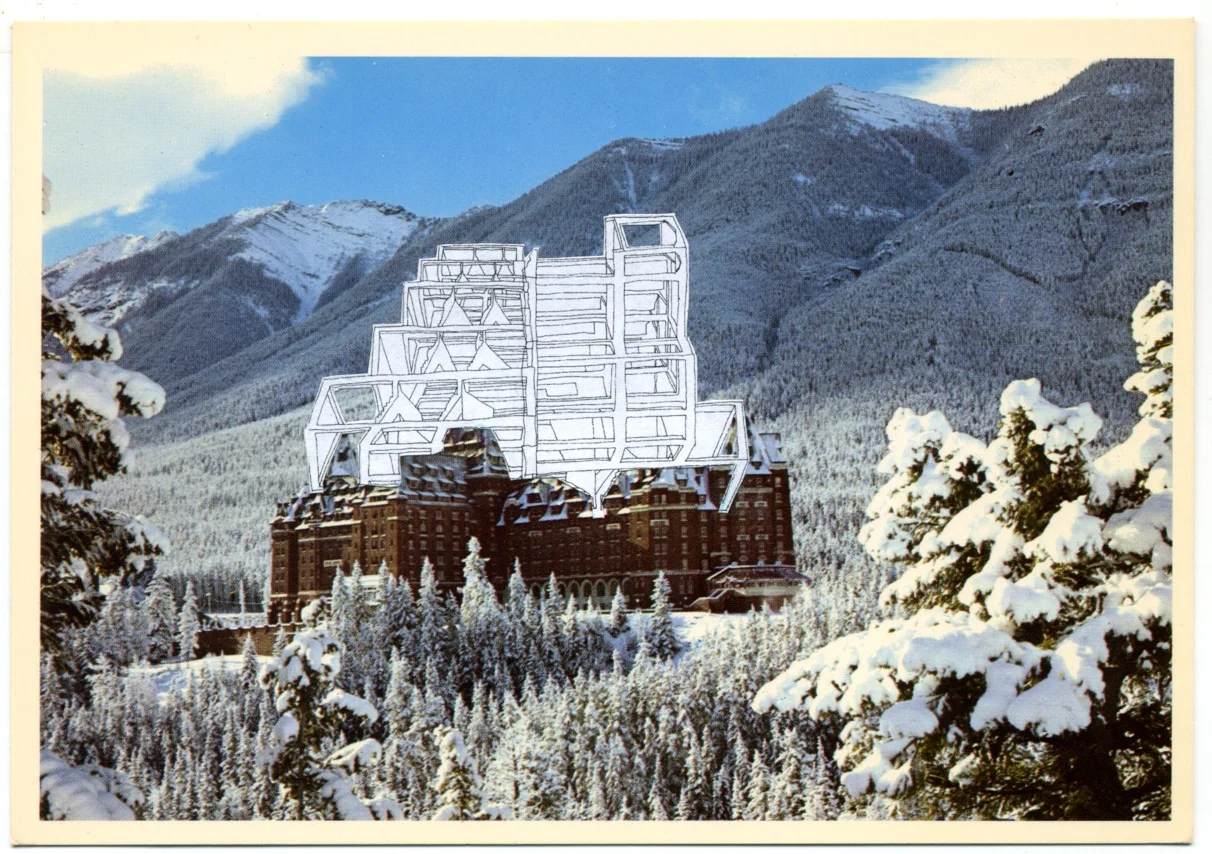 Sight Line Series: Canada, Winter , 2011 Xerox on postcard 4 x 6 in.