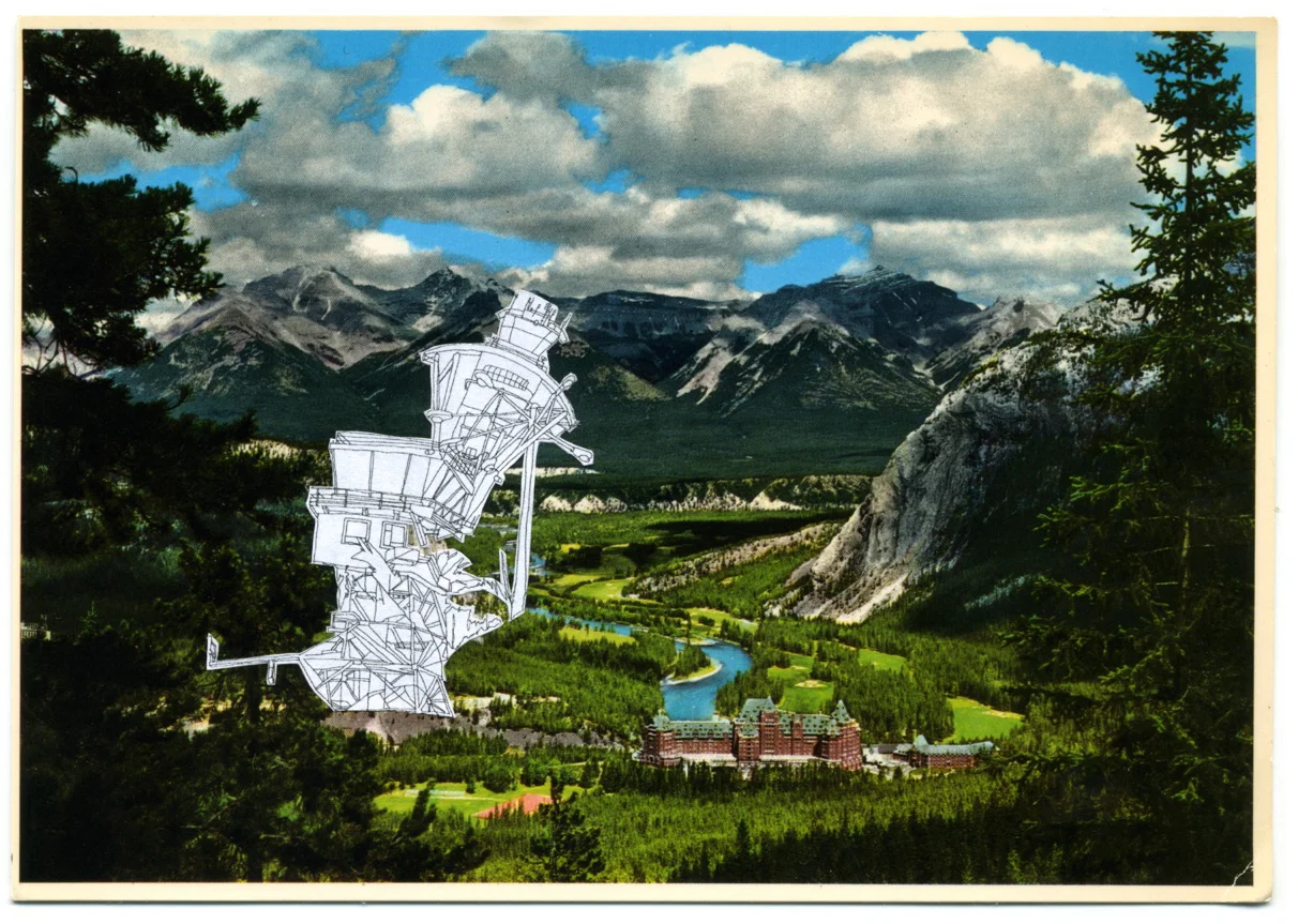 Sight Line Series: Canada, Summer, 2011, Xerox on postcard, 4 x 6 in.