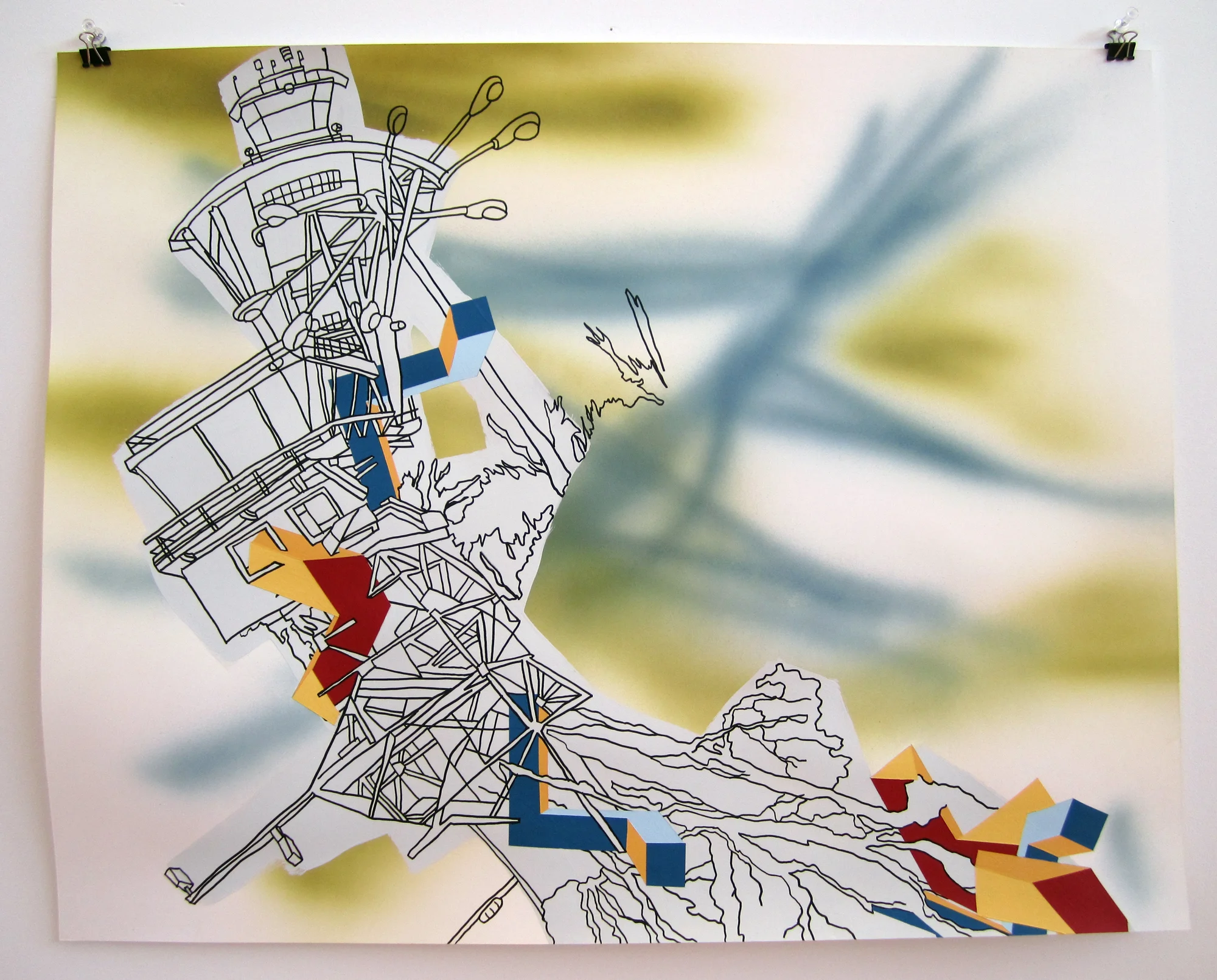 Odd Lots Series: #08, 2011, Ink, Spray paint, acrylic paint on bristol board, Framed, 19 x 24 inches (unframed dimension).