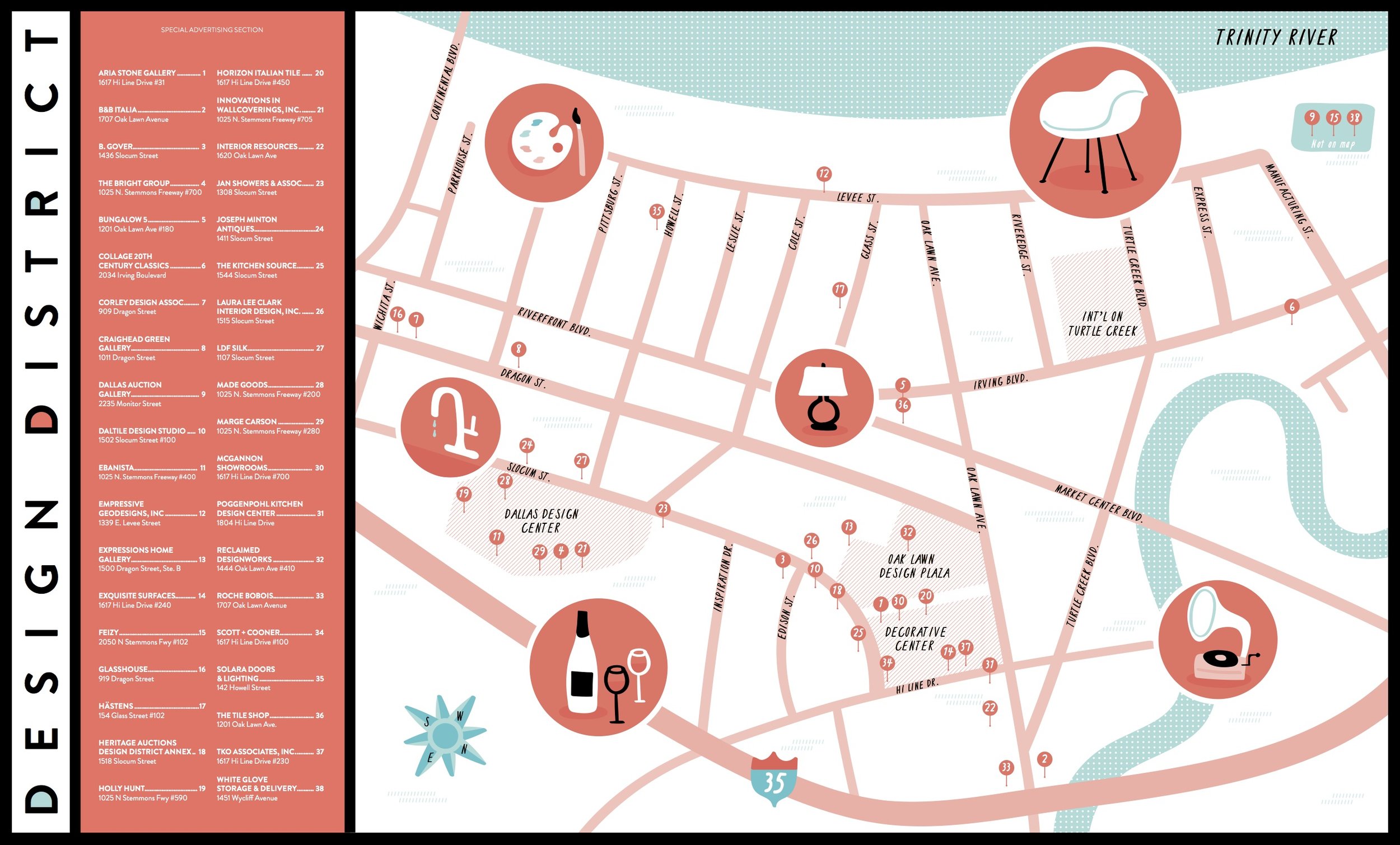 Illustrated Map of Dallas Design District — Nate Padavick