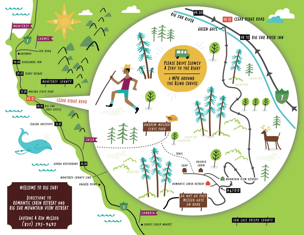 Map Of Big Sur Illustrated Map Of Big Sur — Nate Padavick