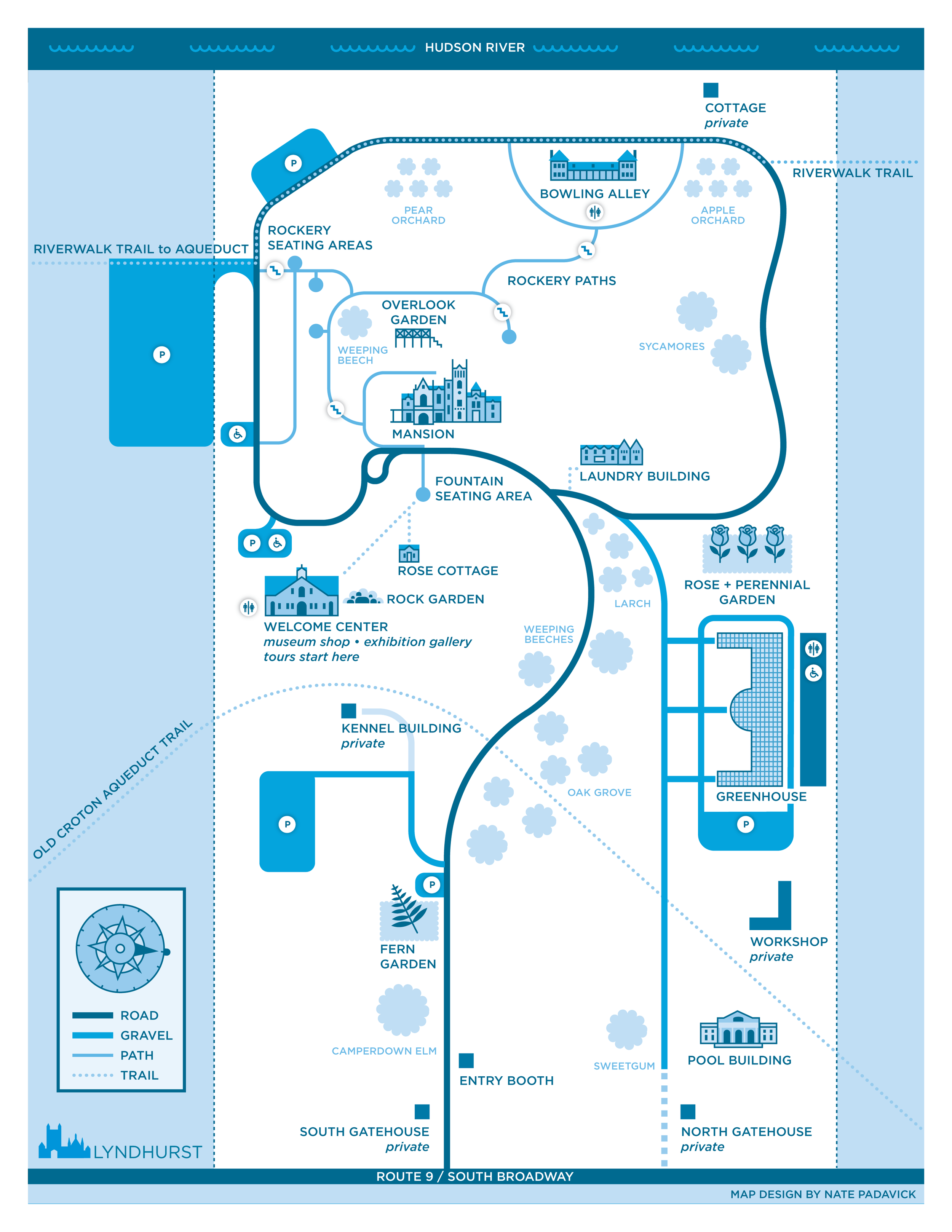 Illustrated Map of the Lyndhurst Estate in Tarrytown, NY