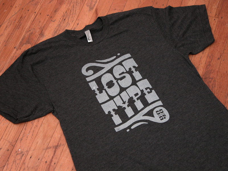 Woodtype inspired tee shirts designed for the Lost Type Co-Op featuring a customize cut of the Dude font. Available for purchase here.