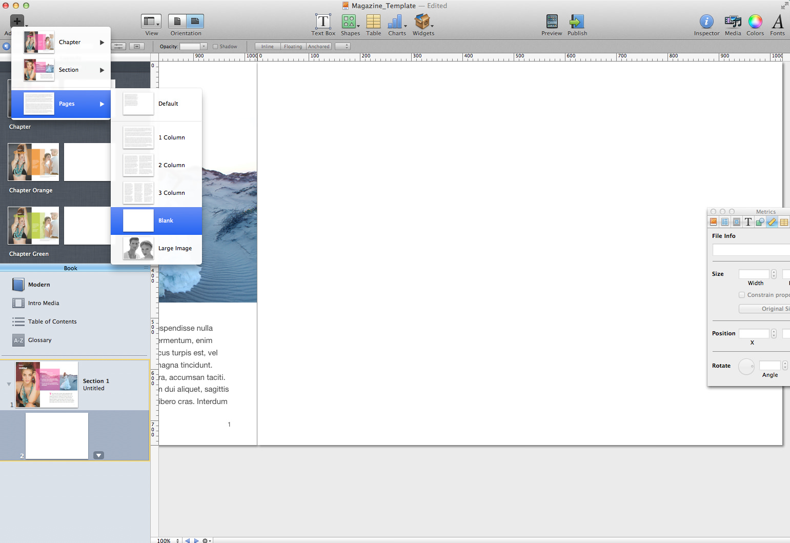 2. Add blank pages behind it.