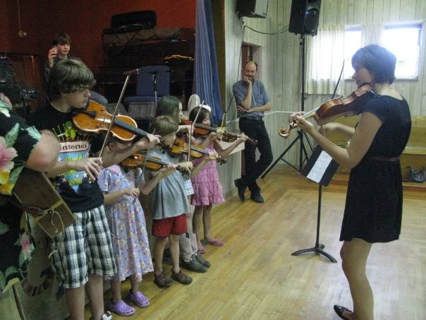 The final performance of a kids fiddling camp I created and ran in the summer of 2009