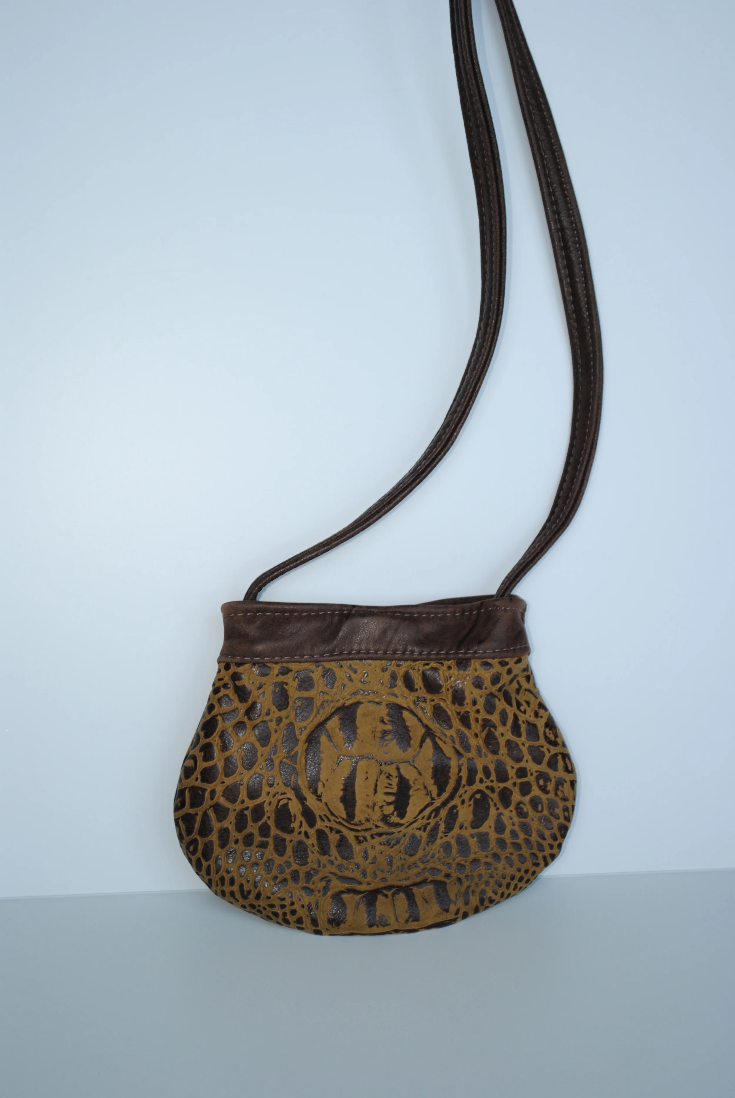 Genuine Crocodile Embossed Leather Little Pouch