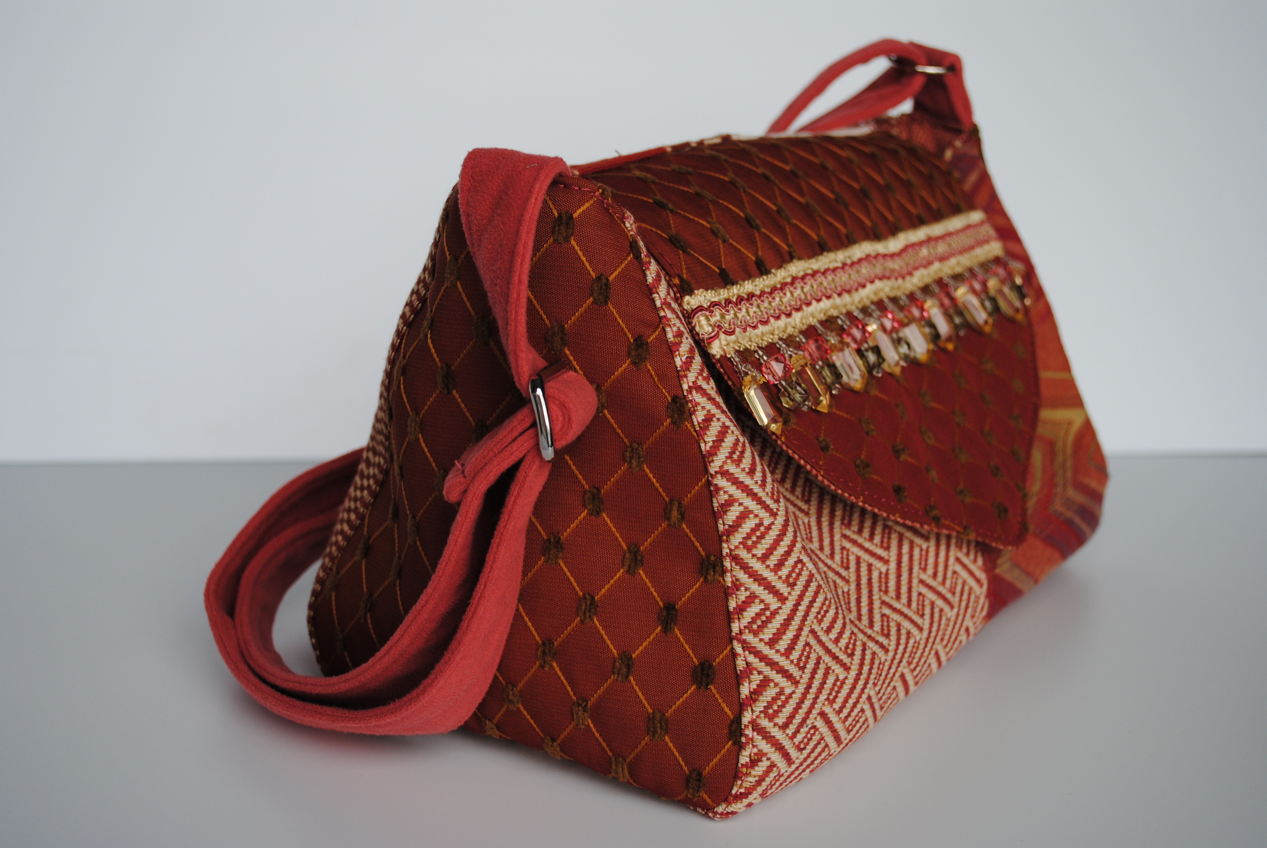 Pink and Red Fusion Bag/ Messenger