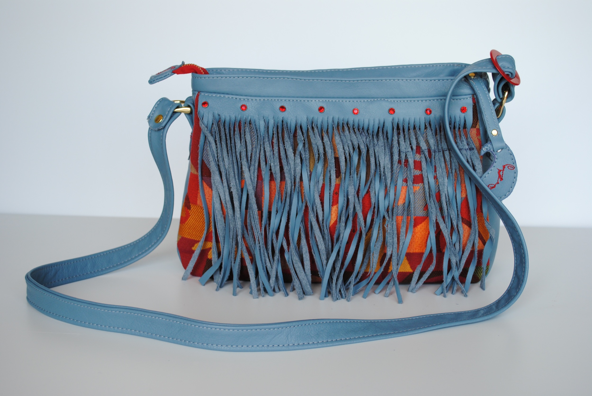 Red and Blue Fringed Messenger