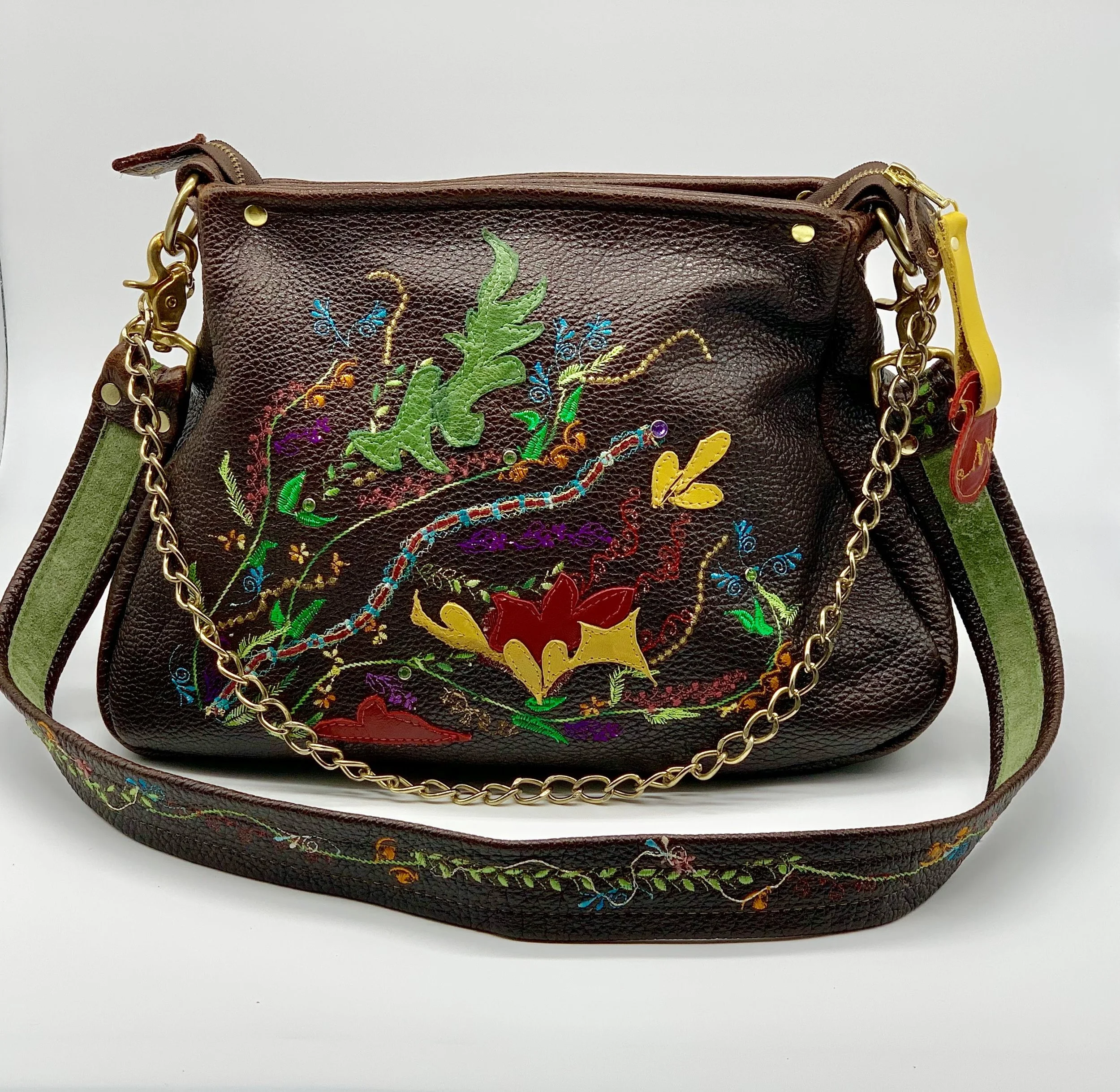 Top Grain Leather Embroidered and Embellished
