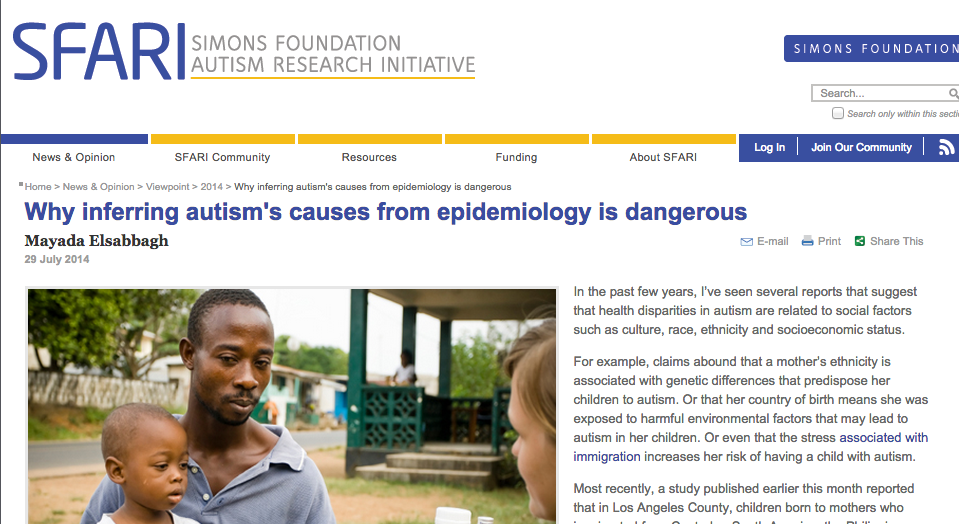 29 July 2014 Why inferring autism's causes from epidemiology is dangerous