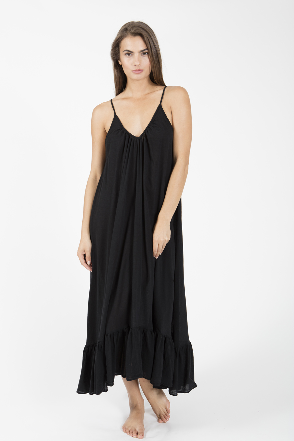 PALOMA ruffle maxi - black — 9seed | Official Online Store