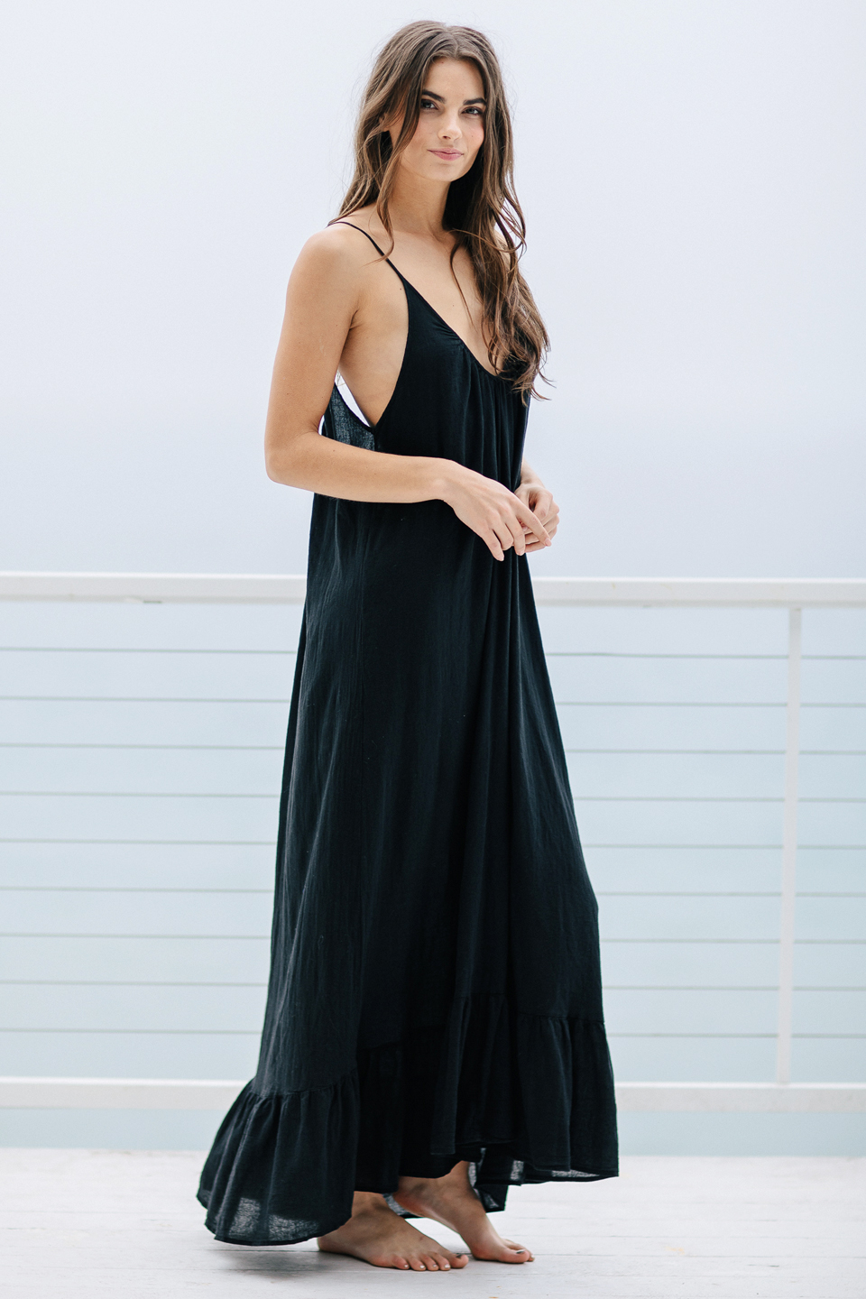 PALOMA ruffle maxi - black — 9seed | Official Online Store