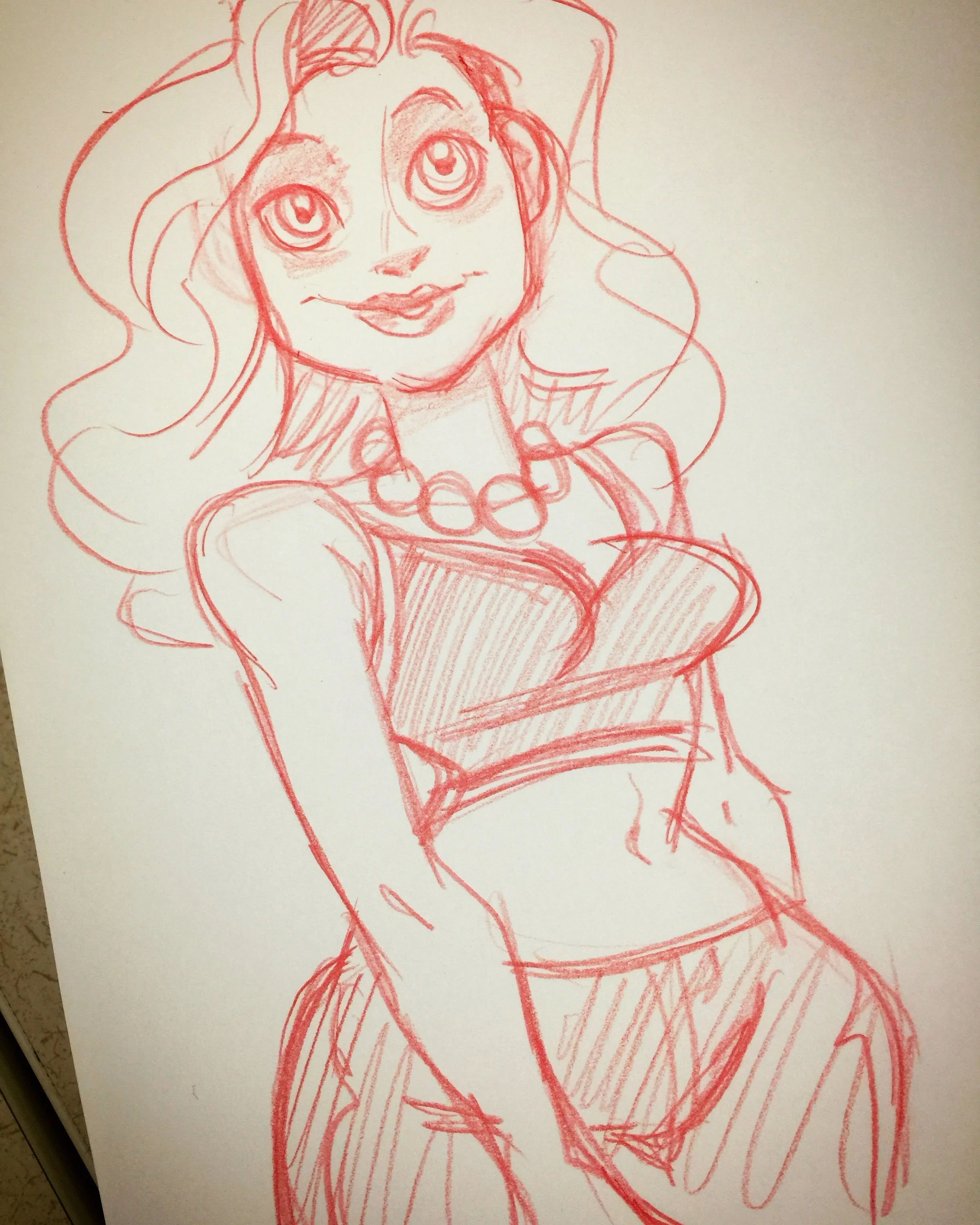 Red Pencil Sketch Gal