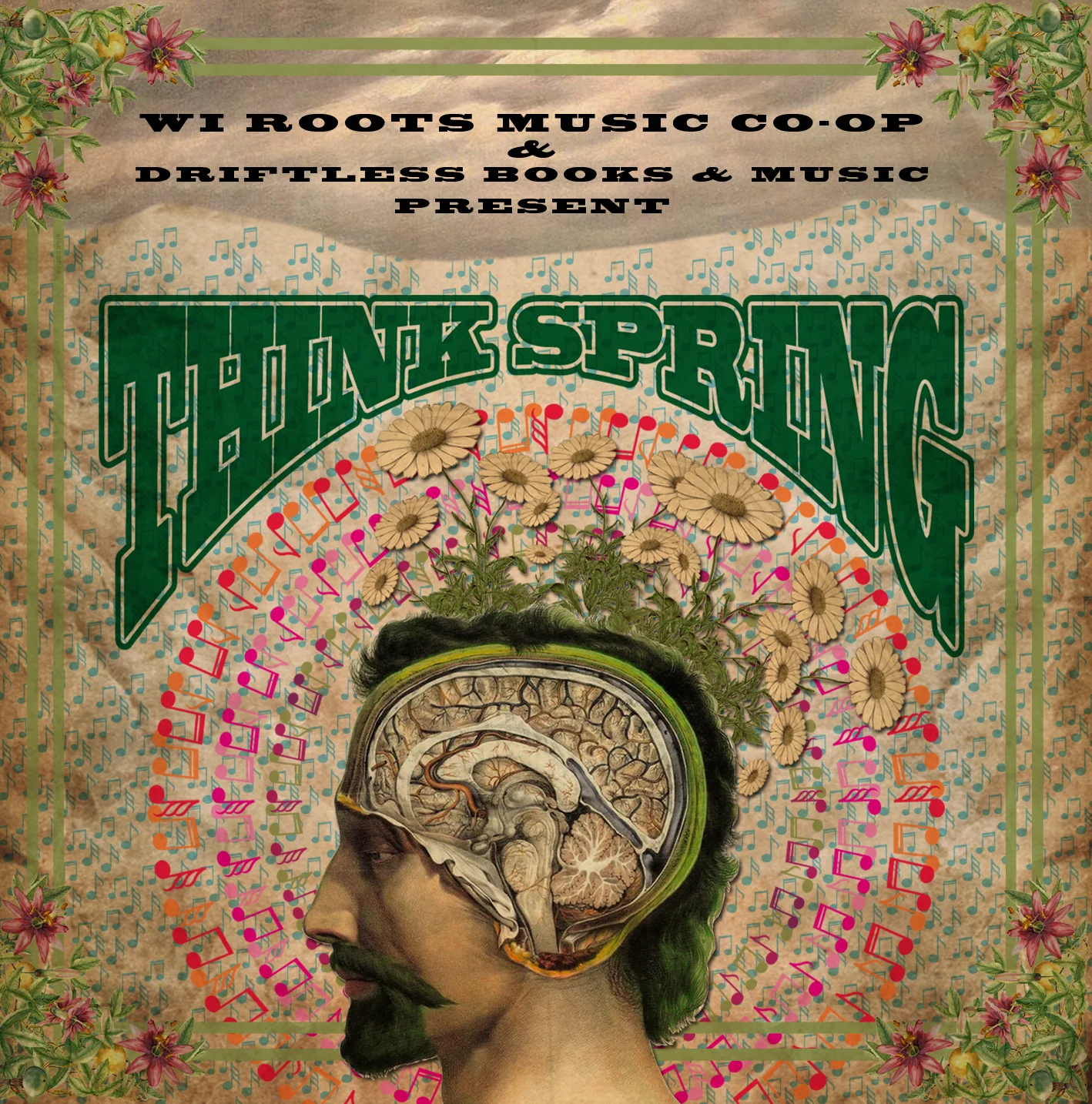 Wisconsin Roots Music Cooperative and Driftless Books & Music Spring Music Compilation CD Cover