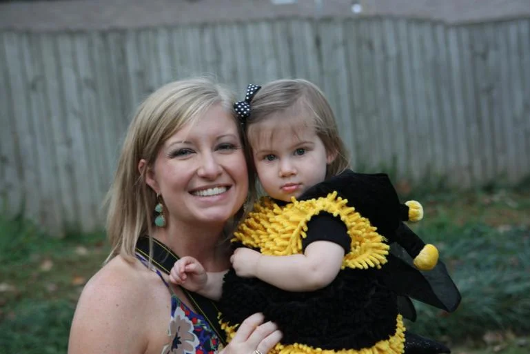 Olivia the bumble bee with her mama, Meghan
