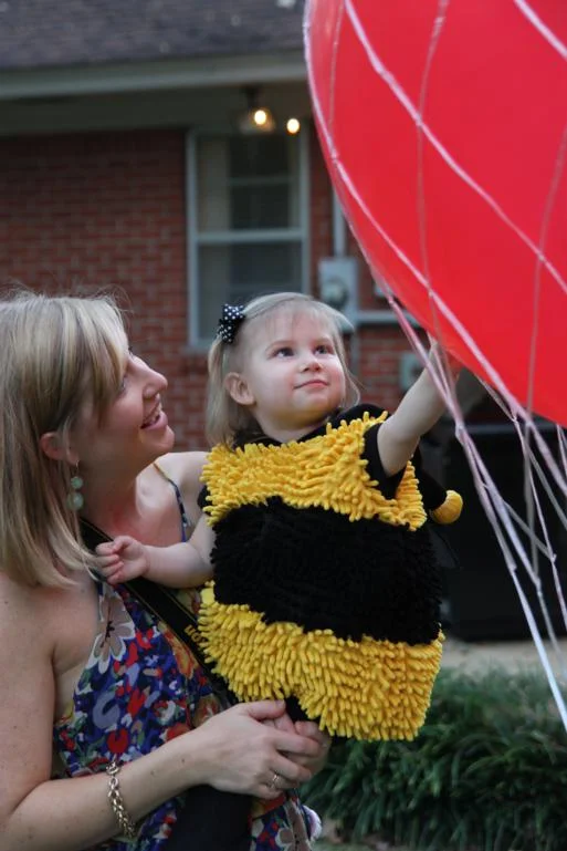 Olivia the lady bug likes the hot air balloon!