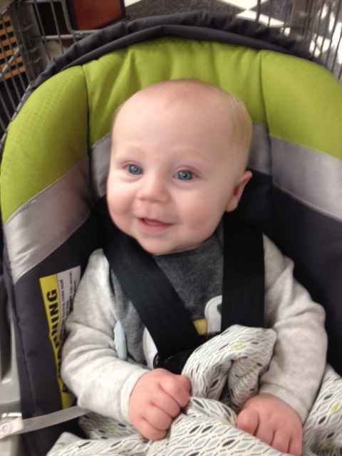 Thomas got to go on a road trip with Poppa to the grocery store. 