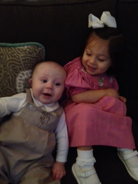 Dressed and ready for church. Aren't you impressed with Lala and Poppa for going to church with two little munchkins?!