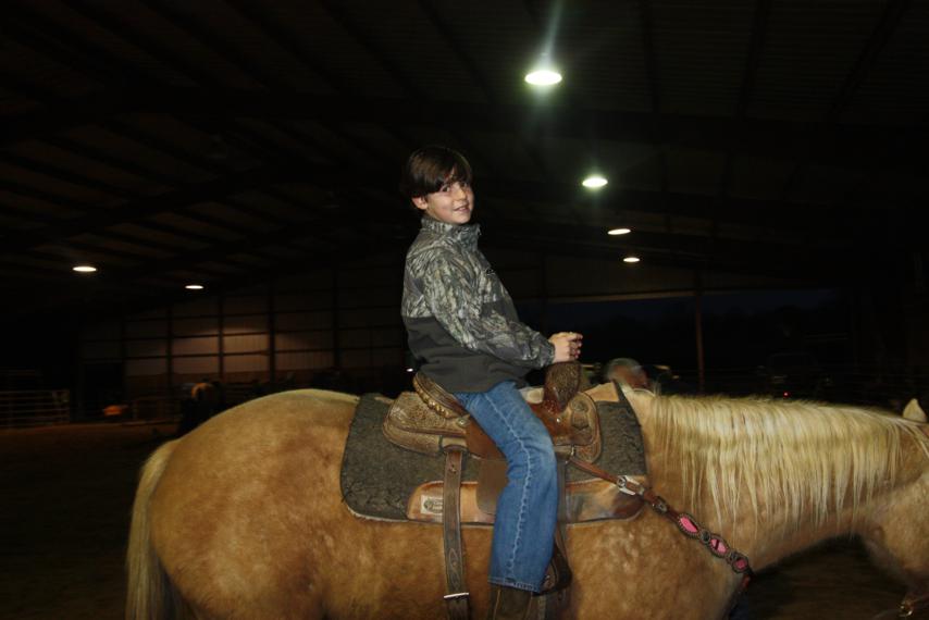 Jett riding by himself.