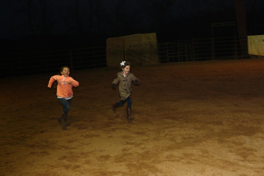 Roany and Bren racing through the arena!