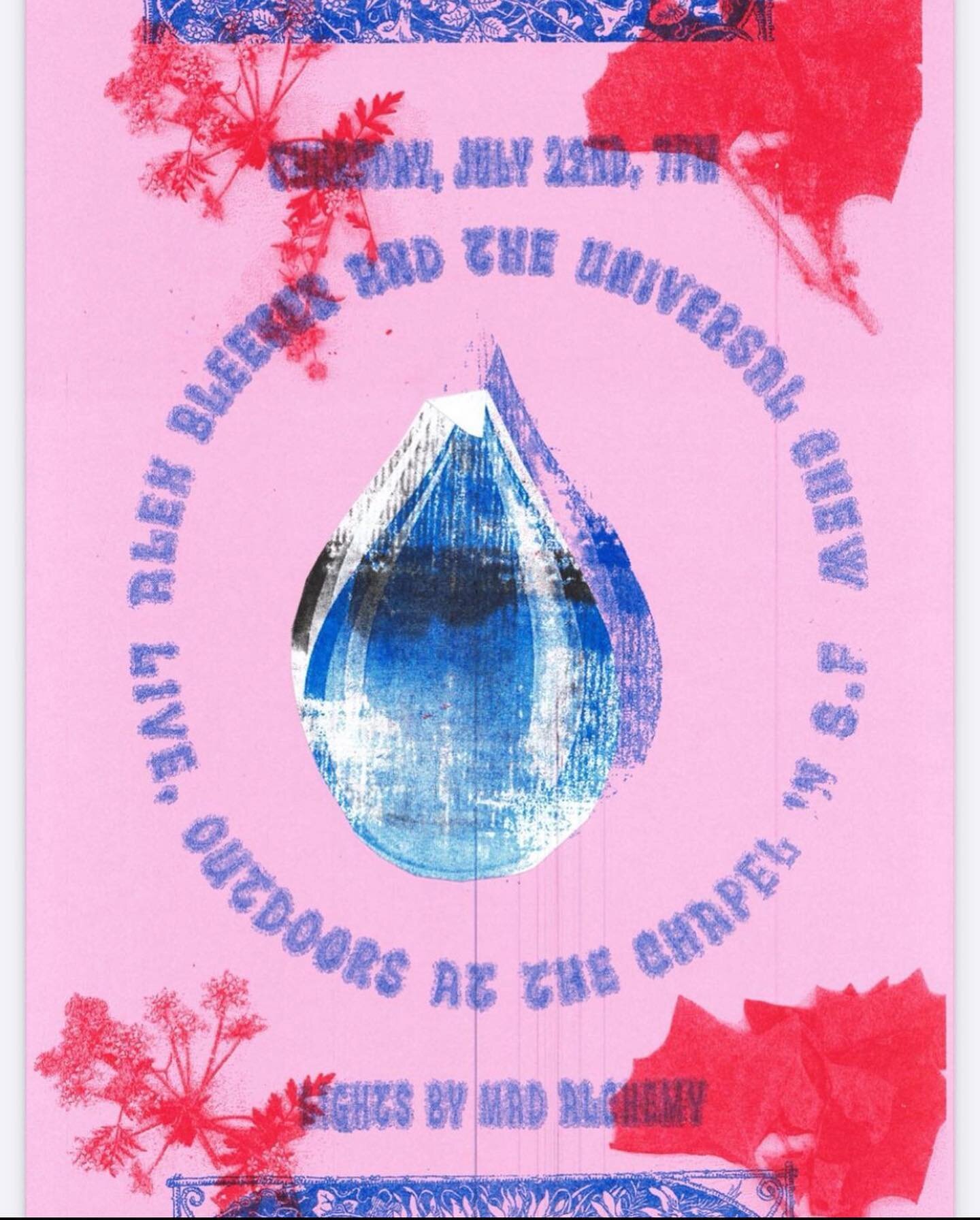 @alexfreaker &amp; the Universal Chew &bull;  Live outside in San Francisco&rsquo;s Mission district at @thechapelsf Thursday night, July 22nd &bull; Liquid lights by @themadalchemistliquidliteshow &bull; Presented by @folkyeahevents  Poster by @jeff