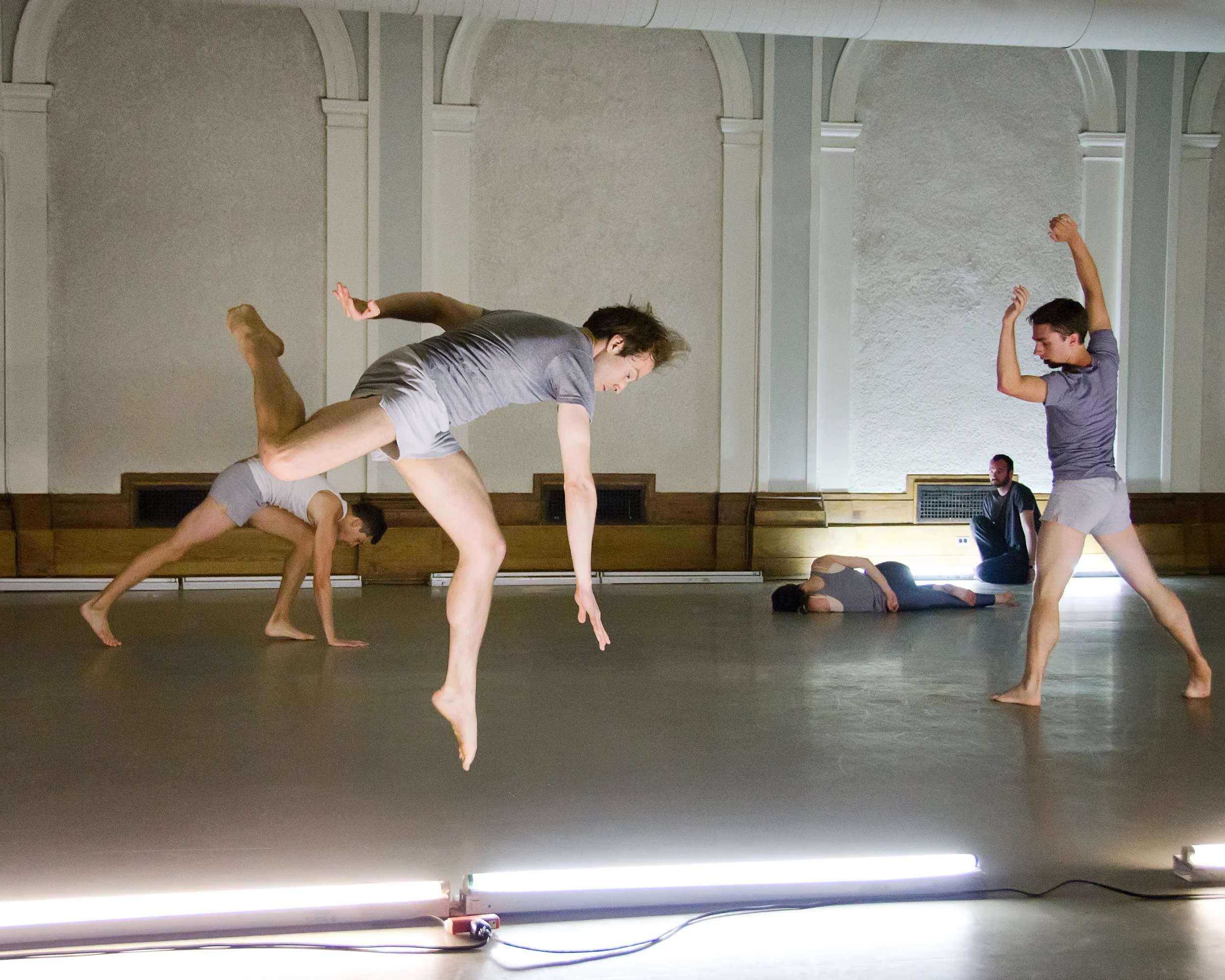 Joshua Tuason, Ian Spencer Bell, Mara Driscoll, Nicholas Houfek, and Nathaniel Darst in Socket at City Center Studios, New York City, May 30, 2012. Photo by Kyle Froman.
