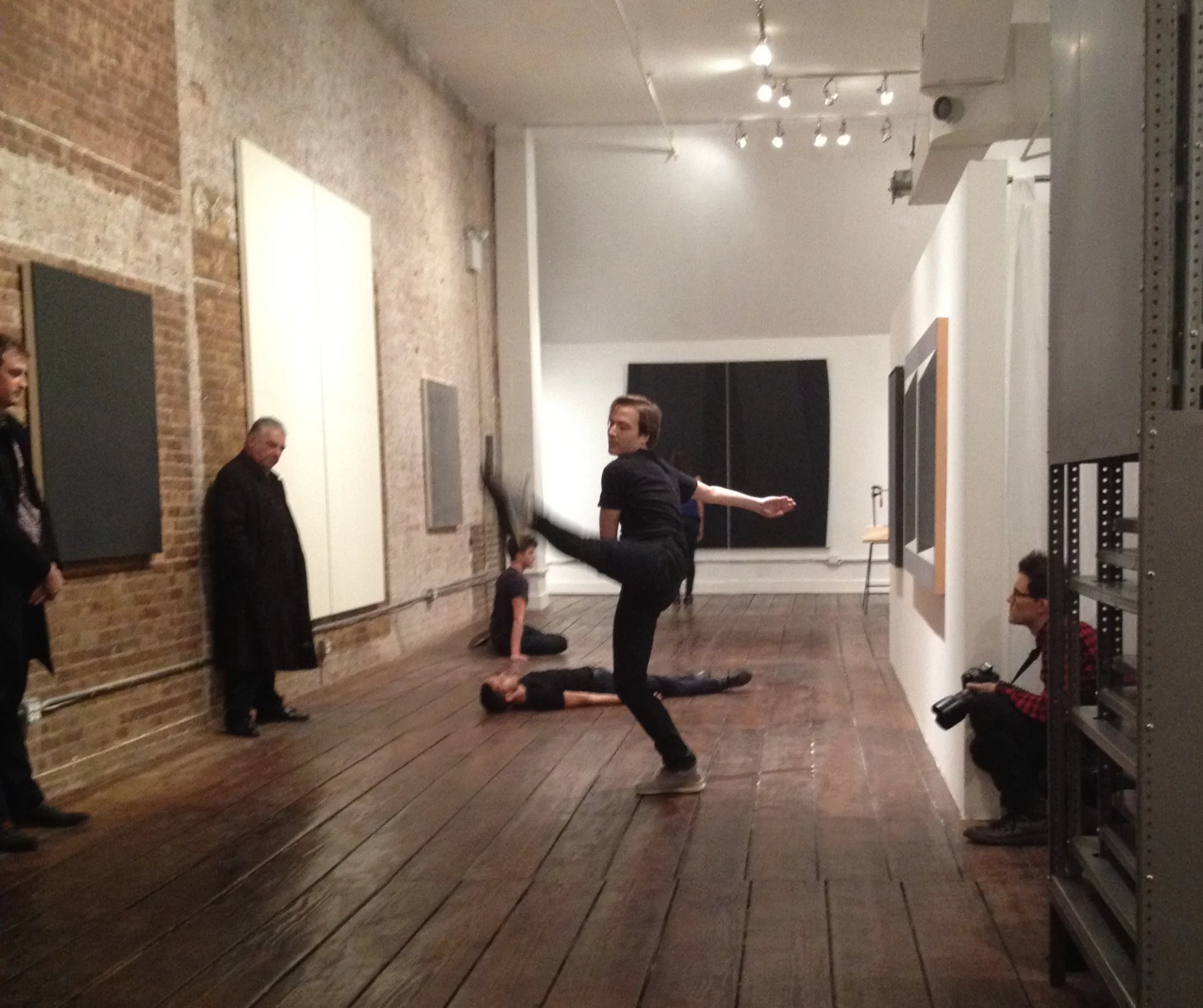 Joshua Tuason, Justin Rivera, Ian Spencer Bell, and Jenna Liberati in Wallkill at TEMP Art Space, New York City, November 9, 2013. Photo by Eric Brown.