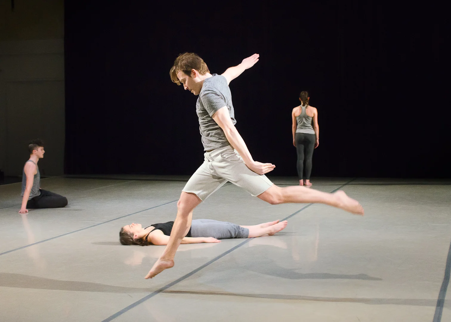 Joshua Tuason, Mairéad Filgate, Ian Spencer Bell, and Jenna Liberati in Elsewhere at Martha Graham Studio Theater, New York City, March 19, 2014. Photo by Kyle Froman.