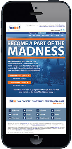 NCAA Basketball Tourney Ticket Promo Email