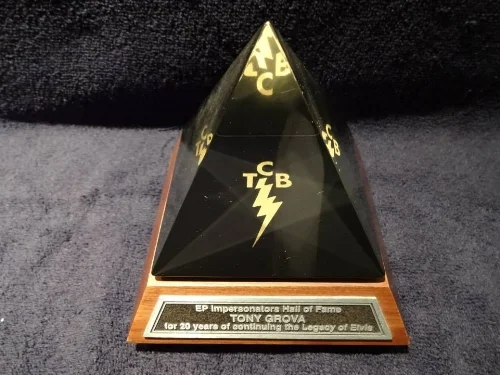 Twenty two years ago in 1995 Tony Grova was honored to be inducted into The Elvis Presley Impersonators Hall Of Fame. Tony was presented with this award at the Imperial Palace in Las Vegas for 20 years at that time for continuing the Legacy Of Elvis. This year July of 2017 marks the start of Tony's 43rd year as an Elvis Tribute Artist as he started performing in 1975 while Elvis was still alive!!