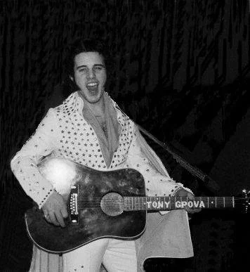 1978 in New York City. Photo of Tony at his first audition for a movie production called The King of Rock N' Roll which was written and being produced by Elvis' high school friend George Klein. Out of hundreds of impersonators that showed up, Tony was being considered for one of the movie parts but the film never got off the ground. Tony is also wearing his very first jumpsuit and cape that was tailor made by PJ Boutique in Greenwich Village, New York City. After the suit was made Tony personally applied all the studded stars to the suit. Tony has most of his stage costumes from the beginning of his career but sadly enough this suit along with 4 others were stolen and disappeared sometime in the early 1980's from a venue he regularly played at in Hoboken N.J called Henry Yee's Hawaiian Islander.