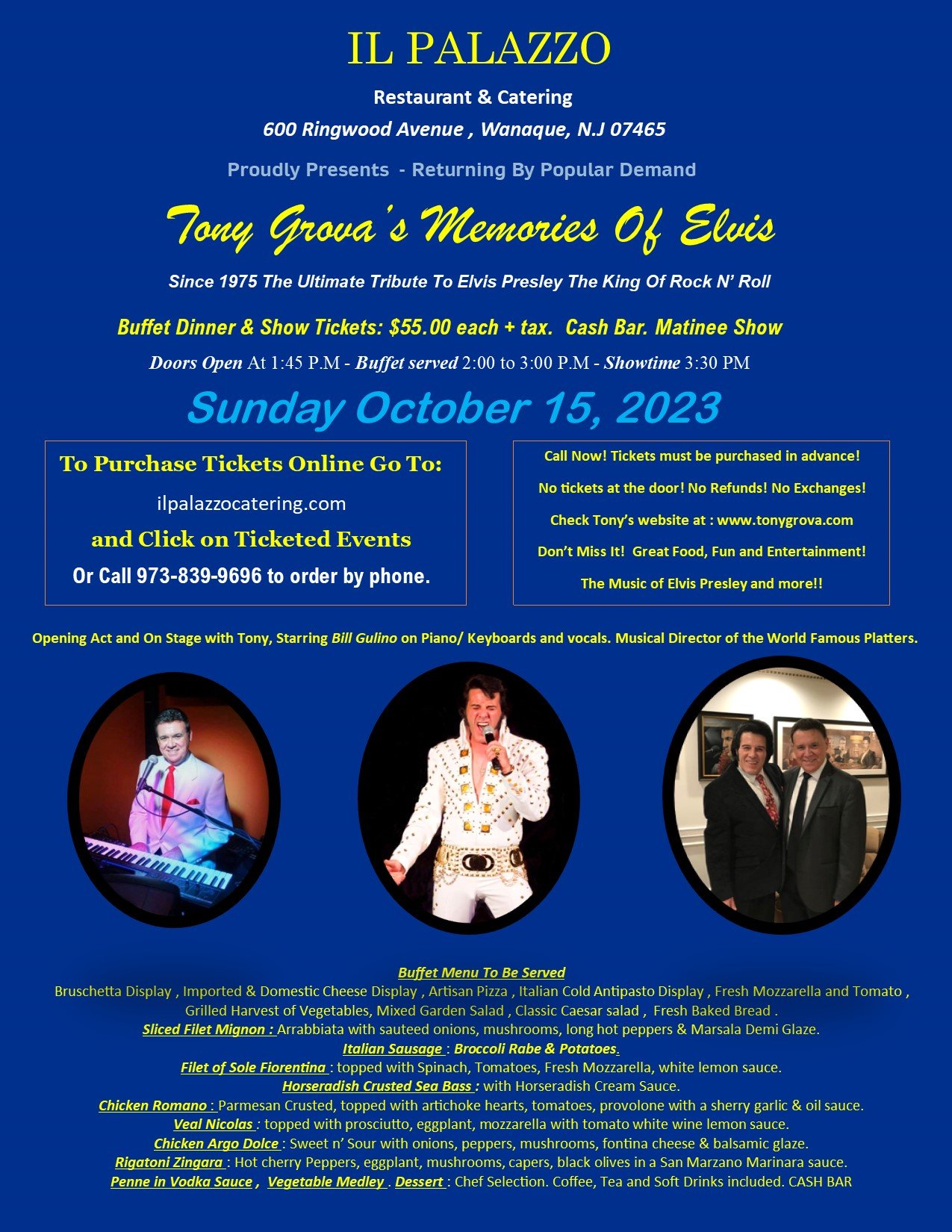 Tony Grova Show Schedule — Tony Grovas Memories Of Elvis