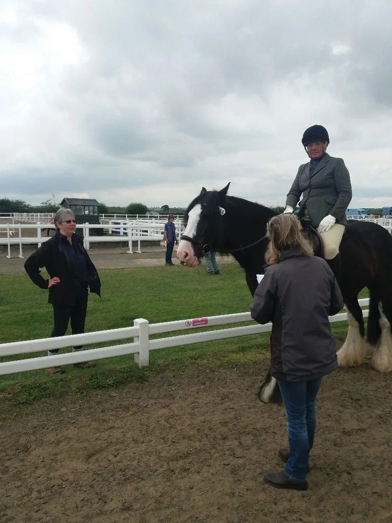 Sarah, Jane and Rachel riding Jake at Summer Dressage Qualifier 13 July.