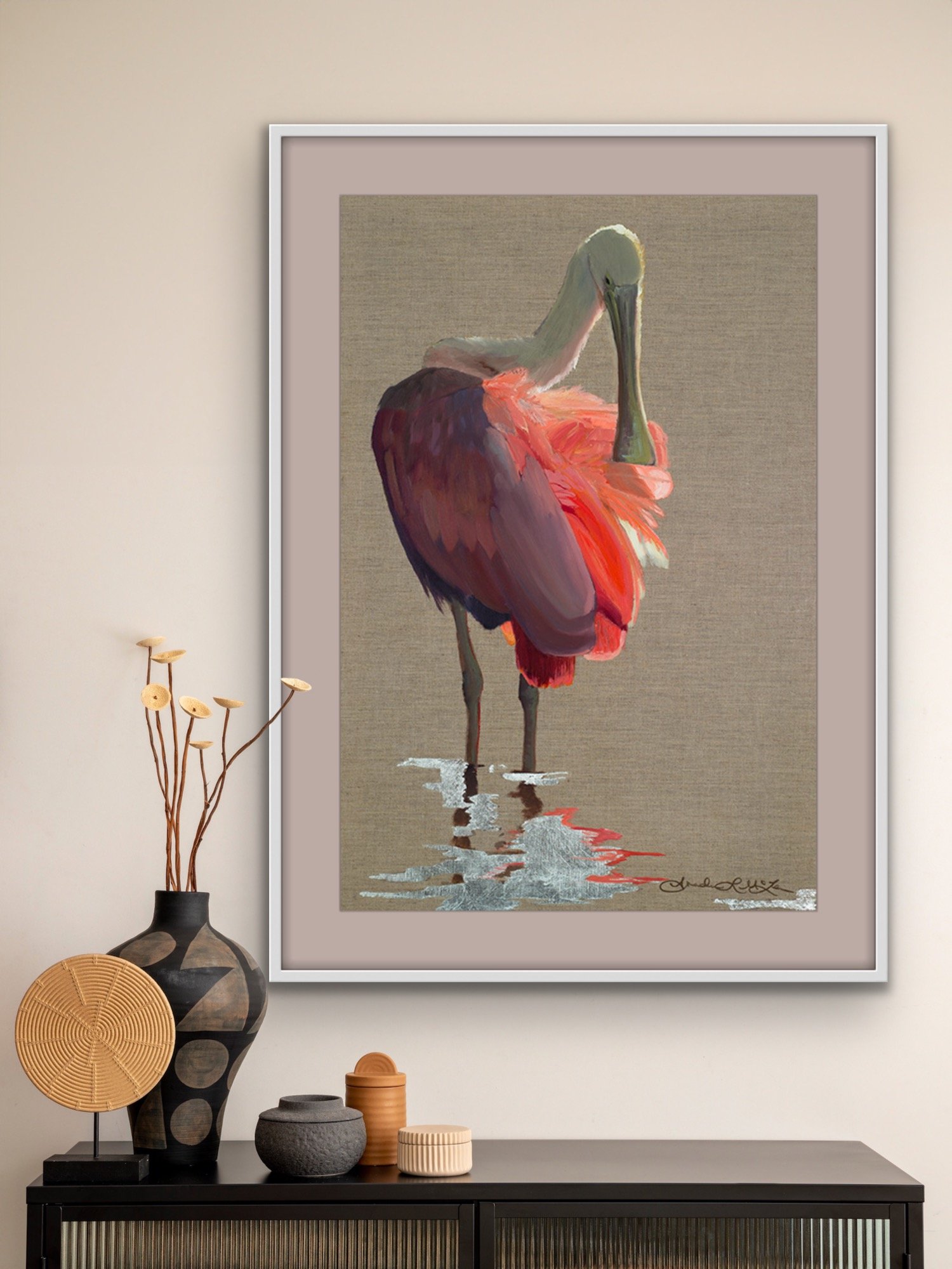 Chiaroscuro (Spoonbill in dramatic light:)