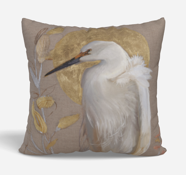Contemplation (snowy egret pillowcase)