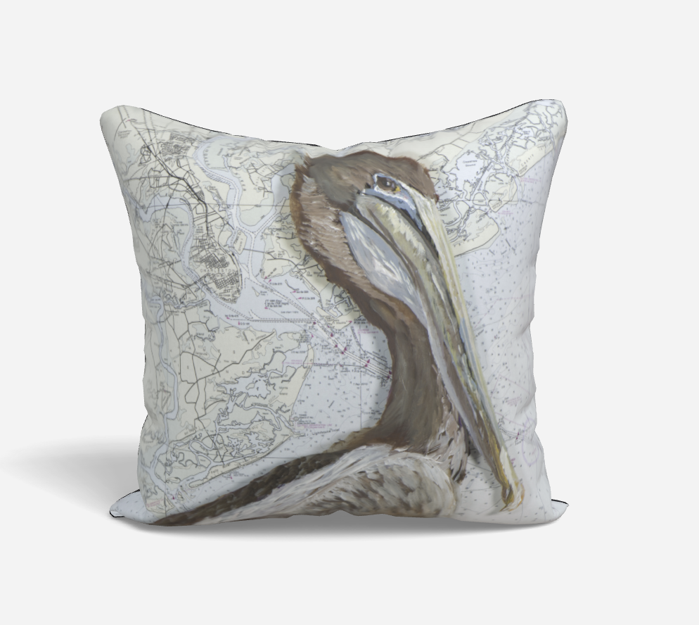 Pelican Charleston Map Pillow Case